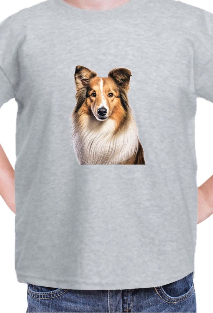 Kinder T-Shirt Dogs Breeds Australian Shepherd Dog Breed 005, 7-8 Jahr - 128 / Grau