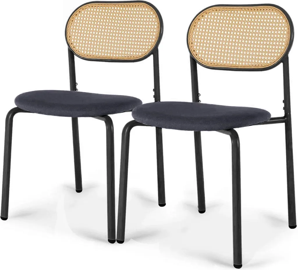 Chaise de salle à manger pour petit espace style rotin noir élégant
