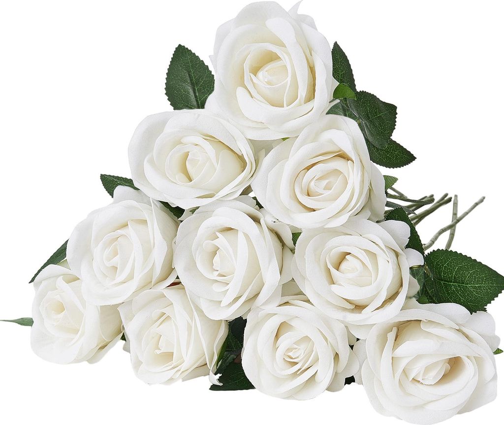 SucceBuy Kunstrosen Weiß 60 Stück Künstliche Blumen Dekorative Rosen für Hochzeit