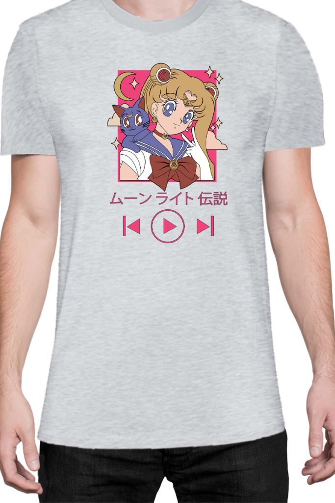 Herren T-Shirt Japan Manga Anime Comics Animation Sailor Anime Manga Moon 14, Man S / Grau