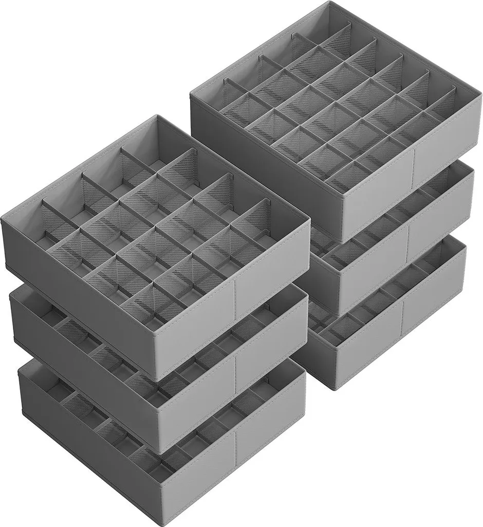 Set de rangement sous-vêtements 6 pièces gris tourterelle 120 cases