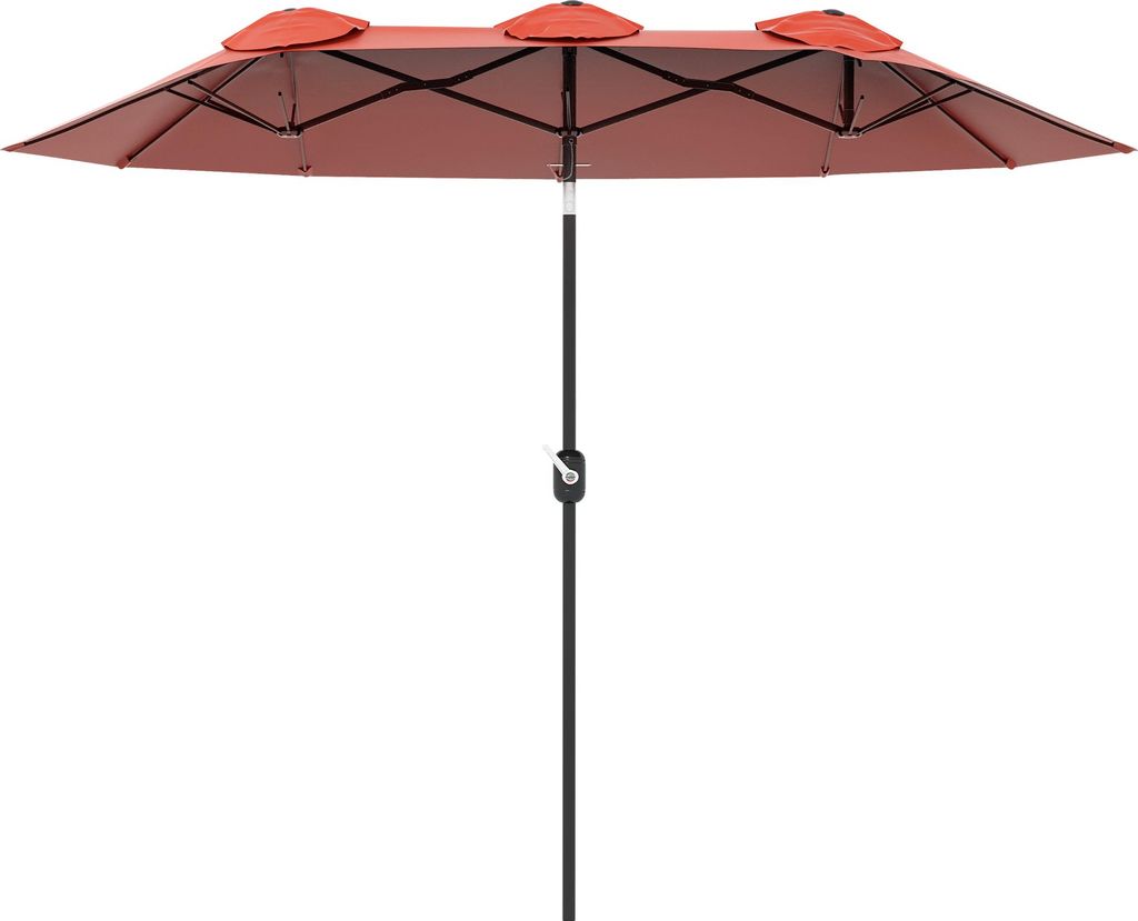 Sonnenschirm, Gartenschirm, neigbar, mit Handkurbel, Winddach, Polyester+Stahl, Weinrot, 295 x 152 cm
