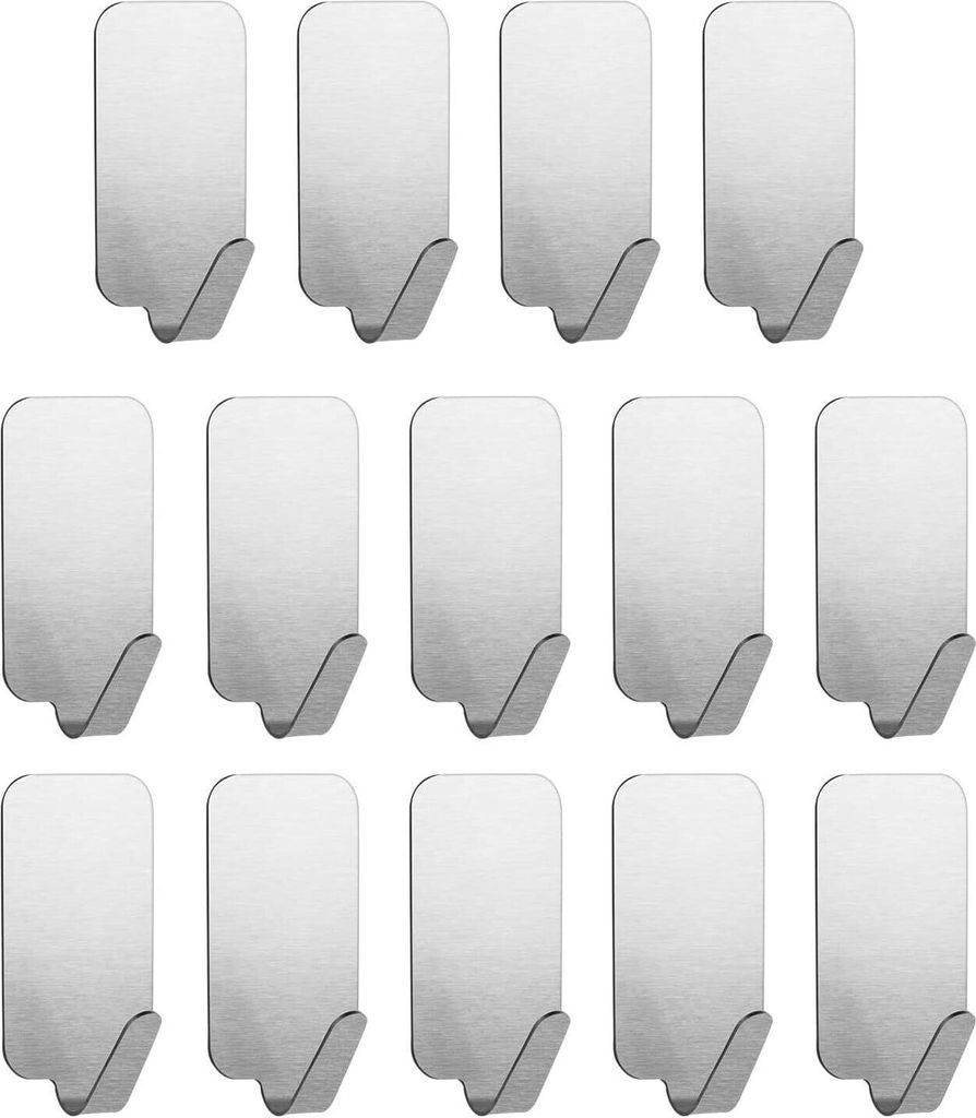 Haken Selbstklebend Edelstahl, 14 Stück Handtuchhaken Ohne Bohren, Wandhaken Klebehaken, Starke Klebehaken für Wand, Wasserdicht Handtuchhaken f...