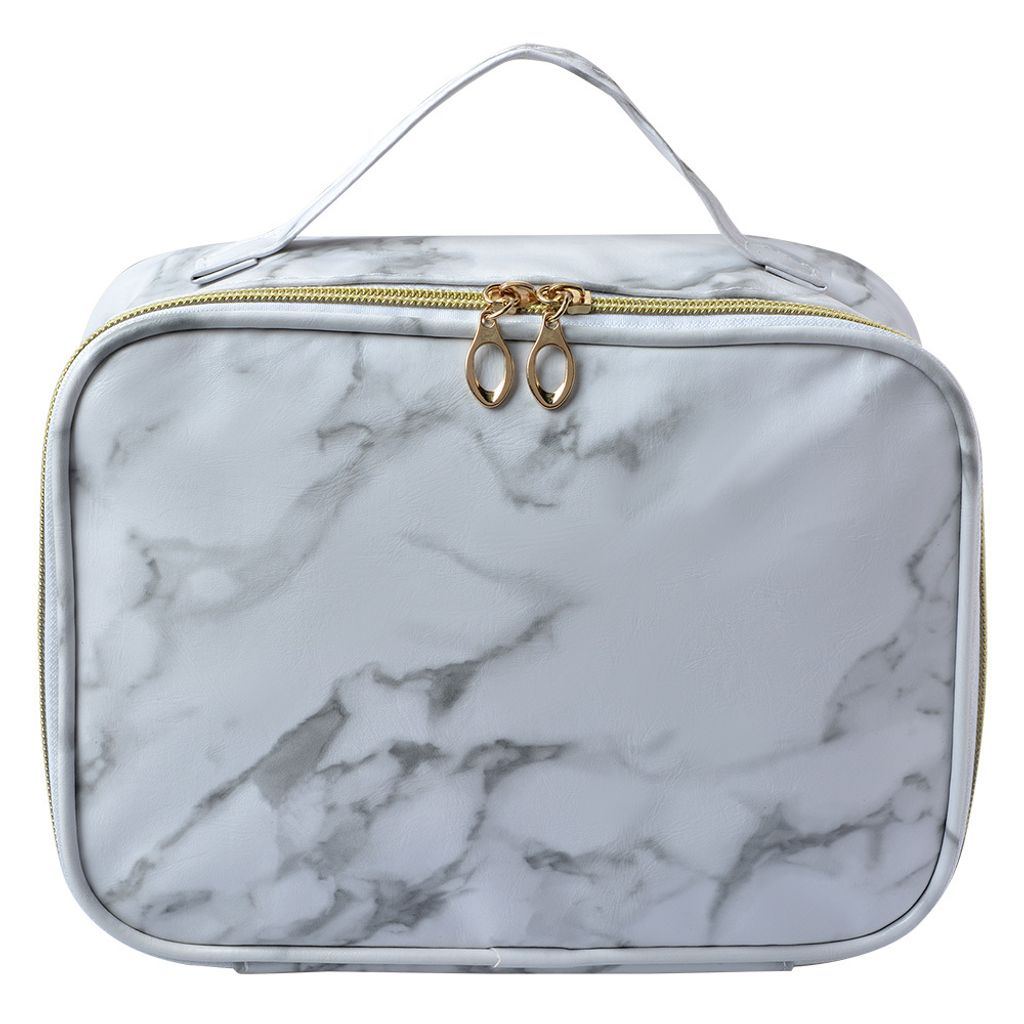 Clayre & Eef Damenkulturtasche 21x8x13 cm Weiß Grau Polyester