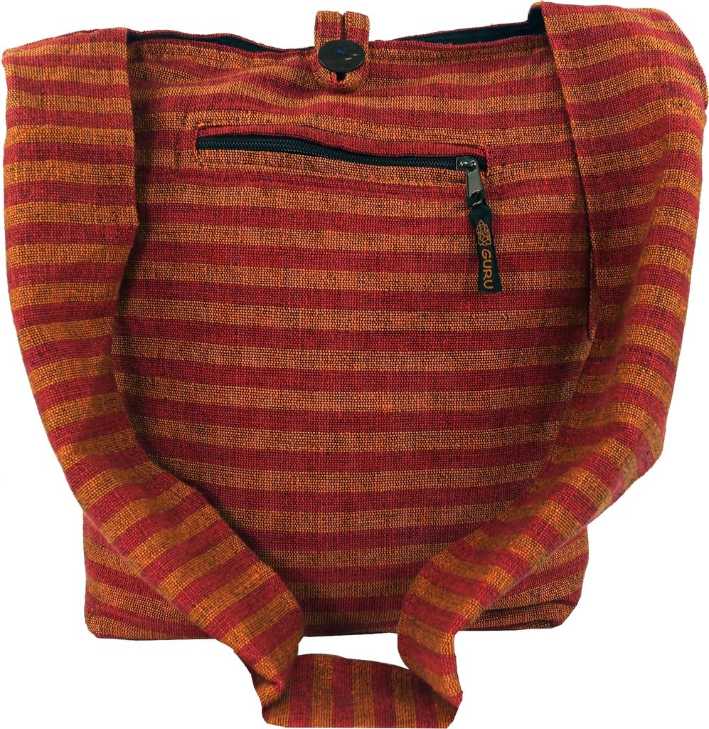 Sadhu Bag Gestreift, Goa Tasche, Schulterbeutel - Orange, Uni - Erwachsene, Baumwolle, 35*35*25 cm, Alternative Umhängetasche, Handtasche aus Stoff