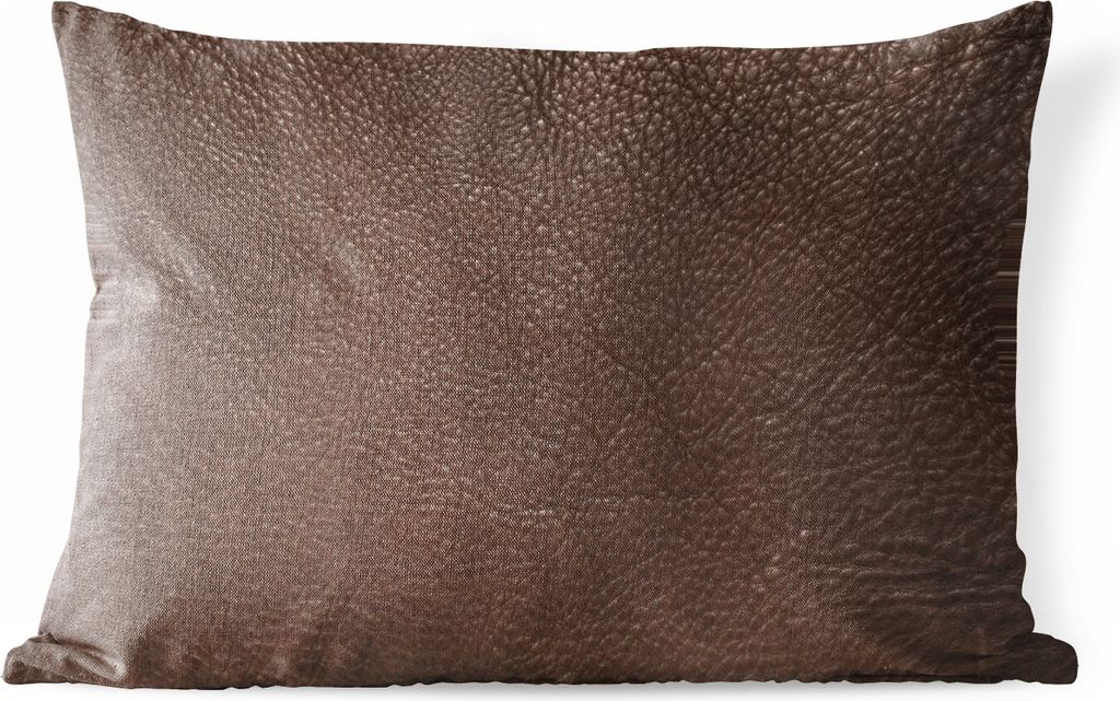 MuchoWow Outdoor Kissen - Leder - Braun - Textur - Design - Lederoptik - 50x30 cm - Wetterfest - Lounge Kissen - Sofa kissen - Wohnzimmer Dekoration