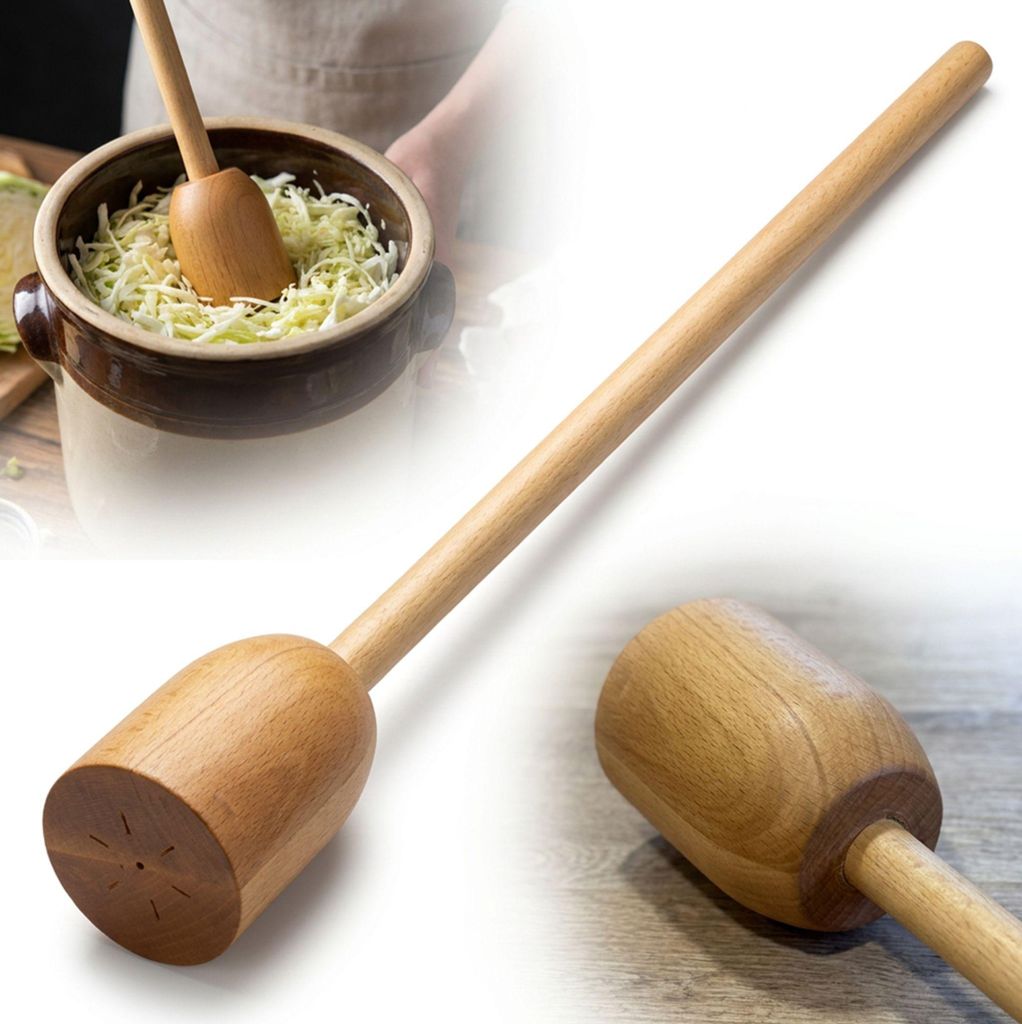 XXL Holzstampfer Buche für Sauerkraut, großer 110 x 10 cm Produktbild 