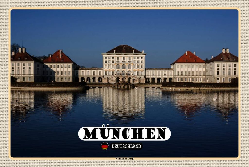 vianmo Holzschild 12x18 cm München Nymphenburgh Bildmotiv Reisemotiv Abenteuer Reisen