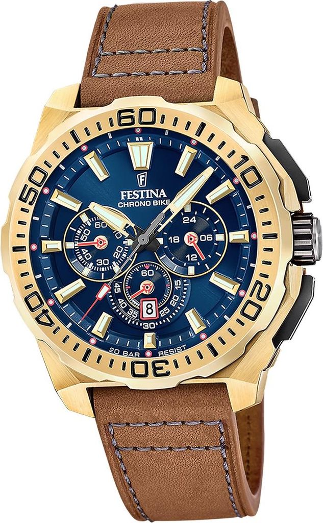 Festina Herrenuhr Chrono Bike Armbanduhr Leder braun D2UF20728/1