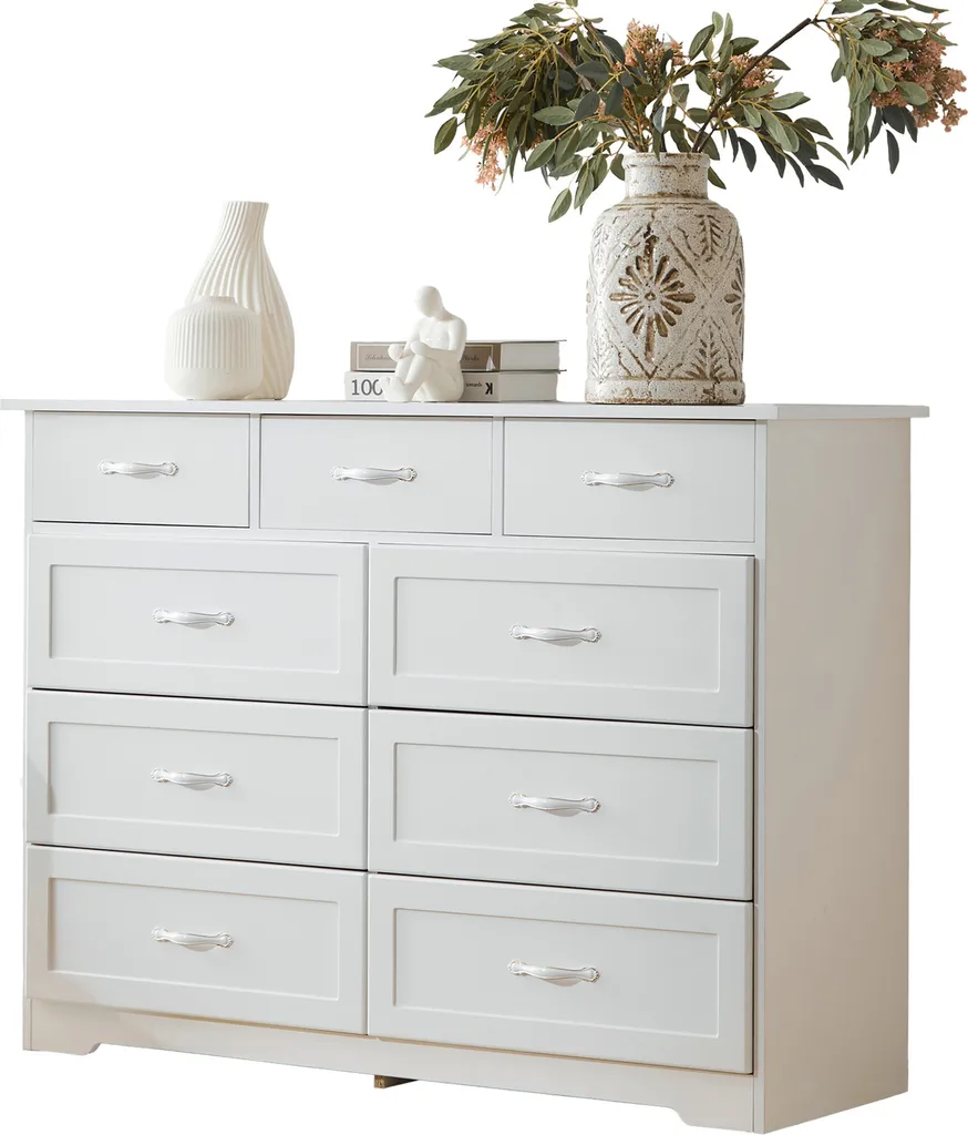 Commode Robuste 9 Tiroirs avec Sécurité Anti-basculement AIORBER Blanche - 8