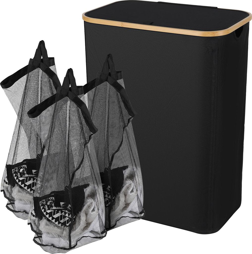 Izrielar Wäschekorb mit Deckel, 160 L, herausnehmbarer Wäschesack