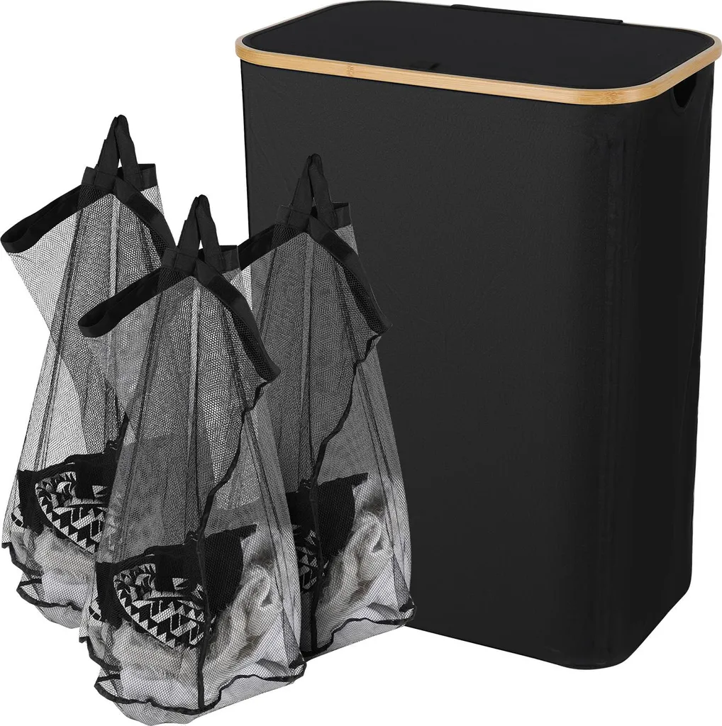 Cesto portabiancheria Jayseuw con coperchio, 160 L, sacco portabiancheria rimovibile