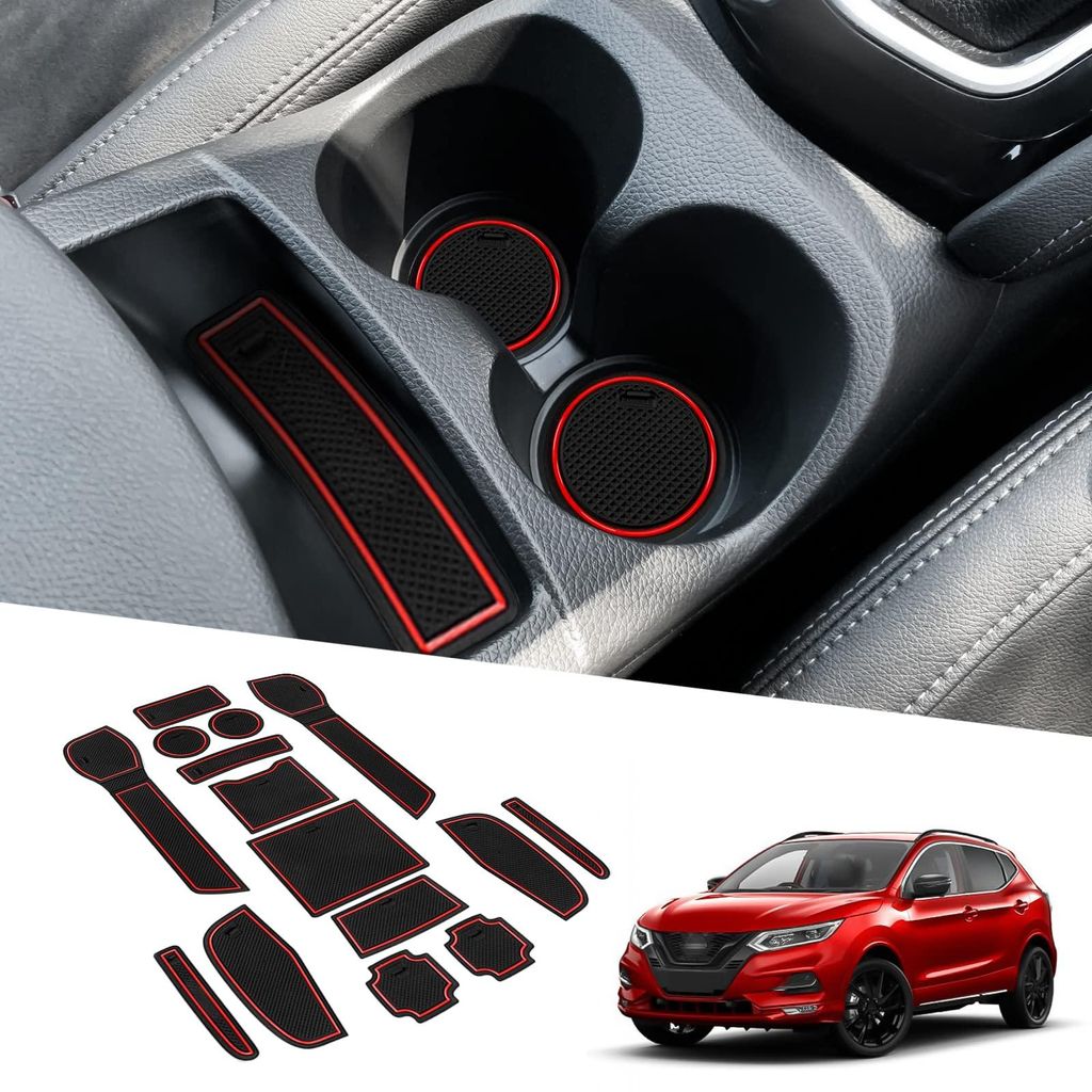 Kompatibel mit Nissan Qashqai J11 2019 2020 2021: Antirutschmatten für die Mittelkonsole, Armlehne, Getränkehalter, Antirutschmatten für die Tü...