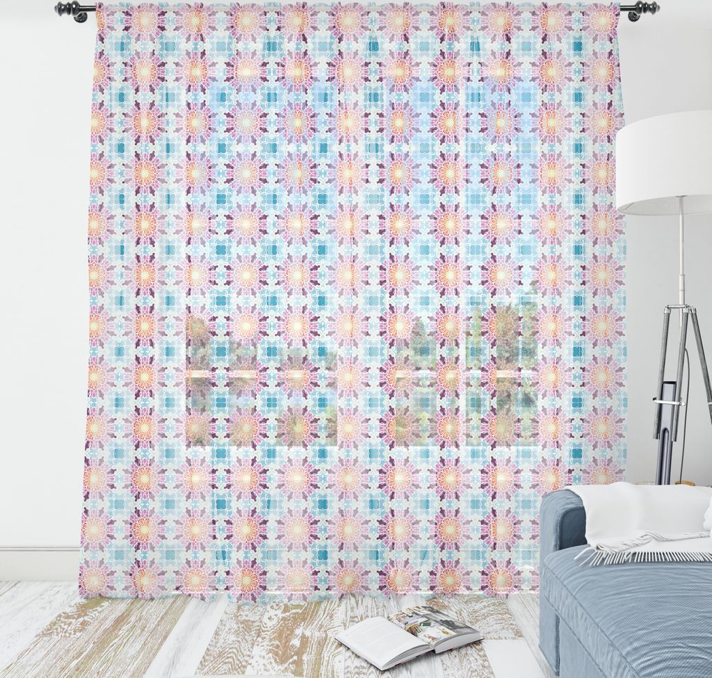 ABAKUHAUS Ethnisch Wandteppich, Oriental Mosaic Floral Symbolische Eastern Stil Geometrische Boho Inspired, Wohnzimmer Schlafzimmer seidiges Satin ...