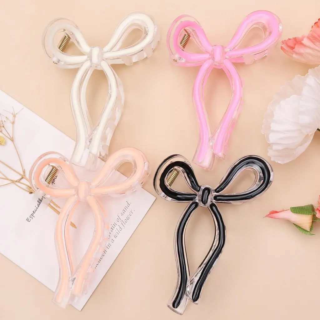 Barrettes nœuds antidérapants grande taille lot de 4 pour cheveux épais