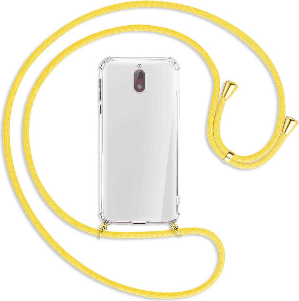 Handykette Backcover-Schutzhülle mit Band (Metall goldfarben) für Nokia 3.1 - gelb