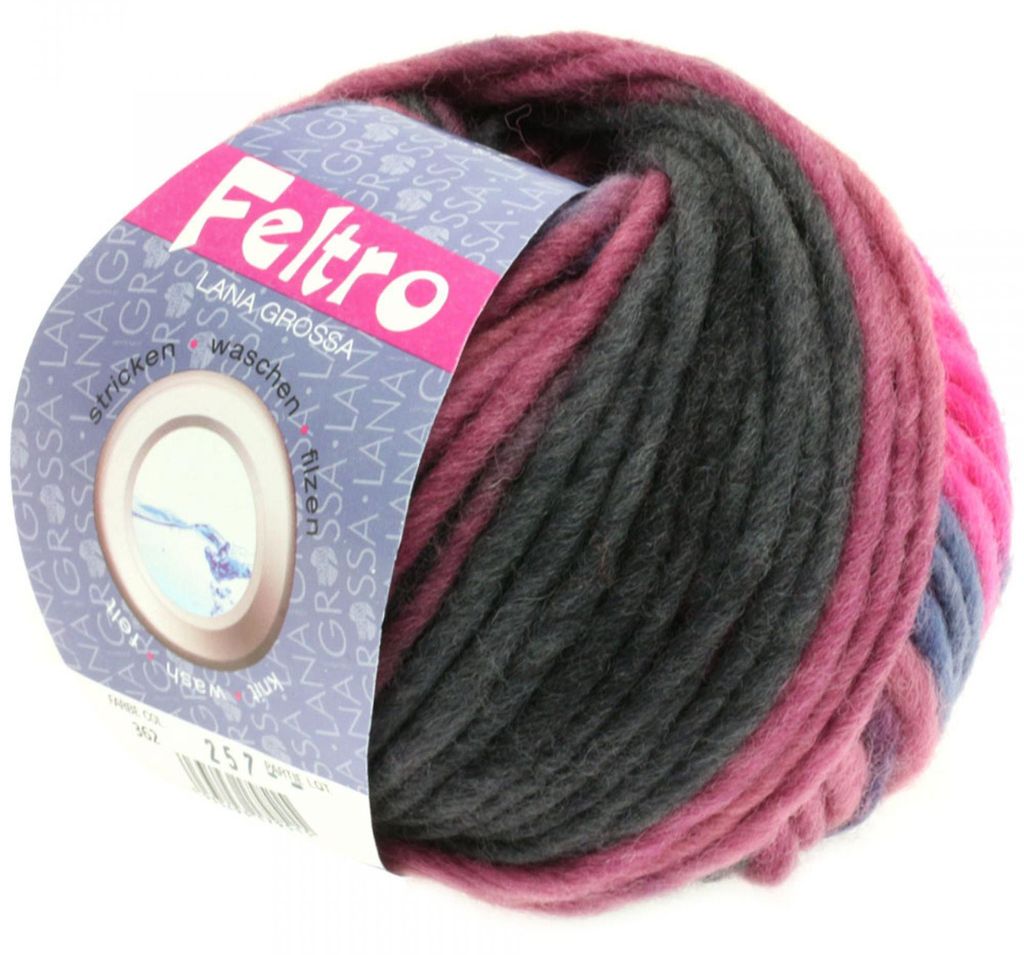 Lana Grossa Feltro print 362 Pink/Pflaume/Erika 50g Produktbild 