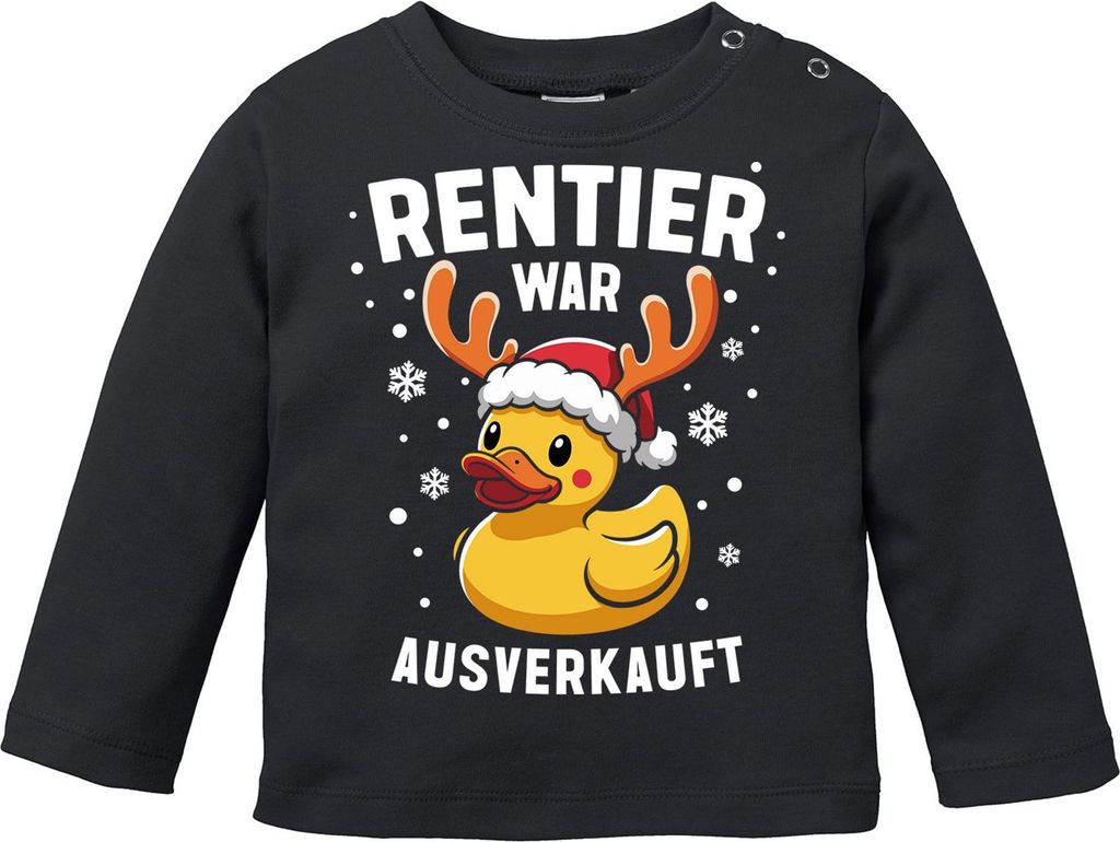 Baby Langarmshirt Spruch Lustig Rentier war t Einhorn Schaf Ente Katze XMAS Weihnachtsoutfit Jungen Mädchen Moonworks