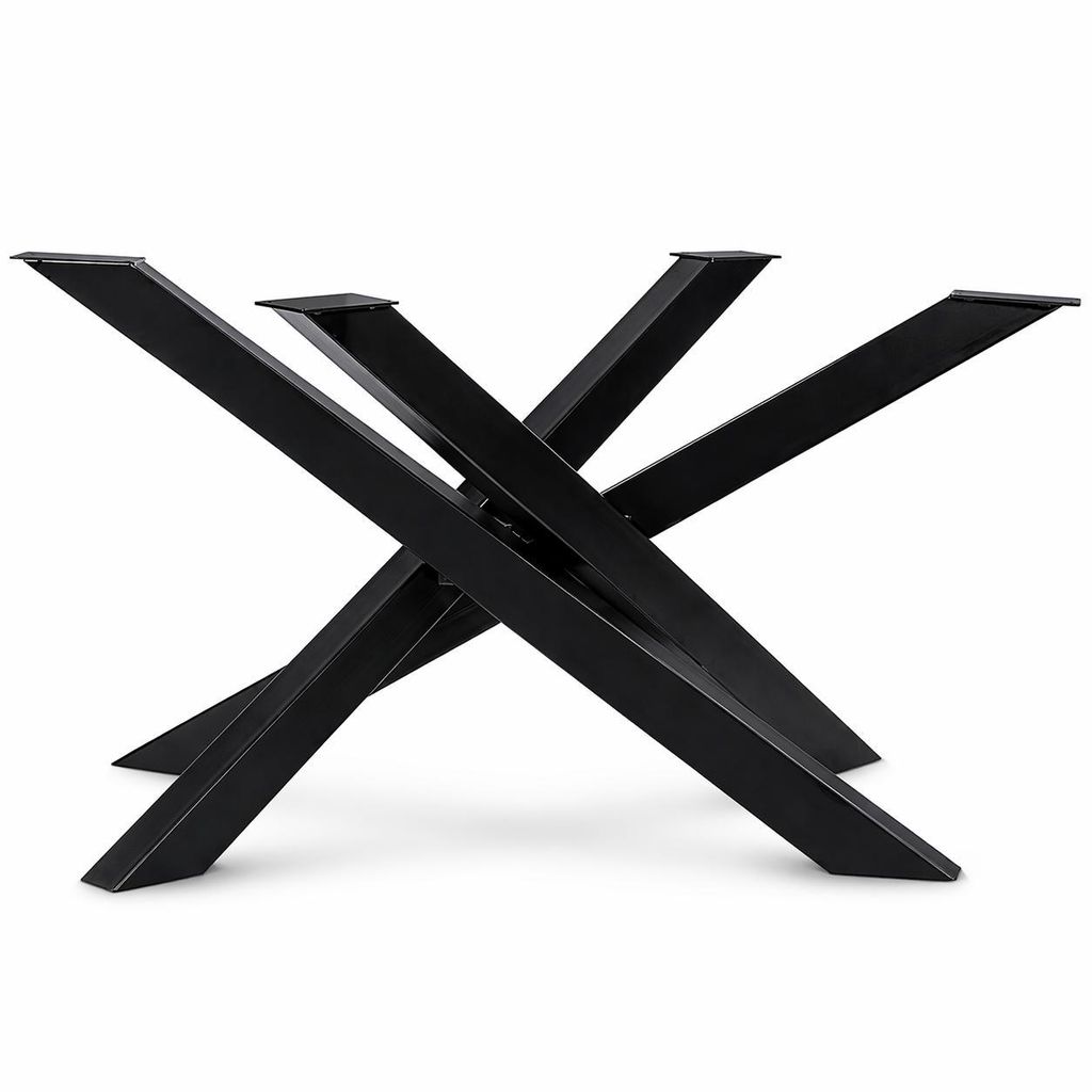 Tischgestell Orion (L -Size 113X73Xh71 Cm, Schwarz) Design Kreuzgestell Schwerlast Massiv Tischkufen Stahl Tischbeine Metall Profil 8X4 Cm