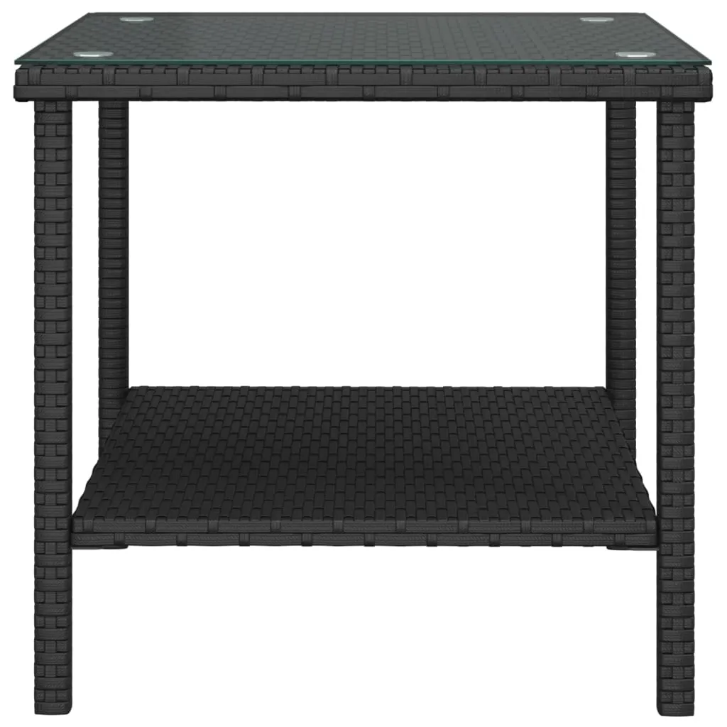 Tavolino da Giardino vidaXL Nero 45cm: Stile Rattan e Vetro per Te - 5