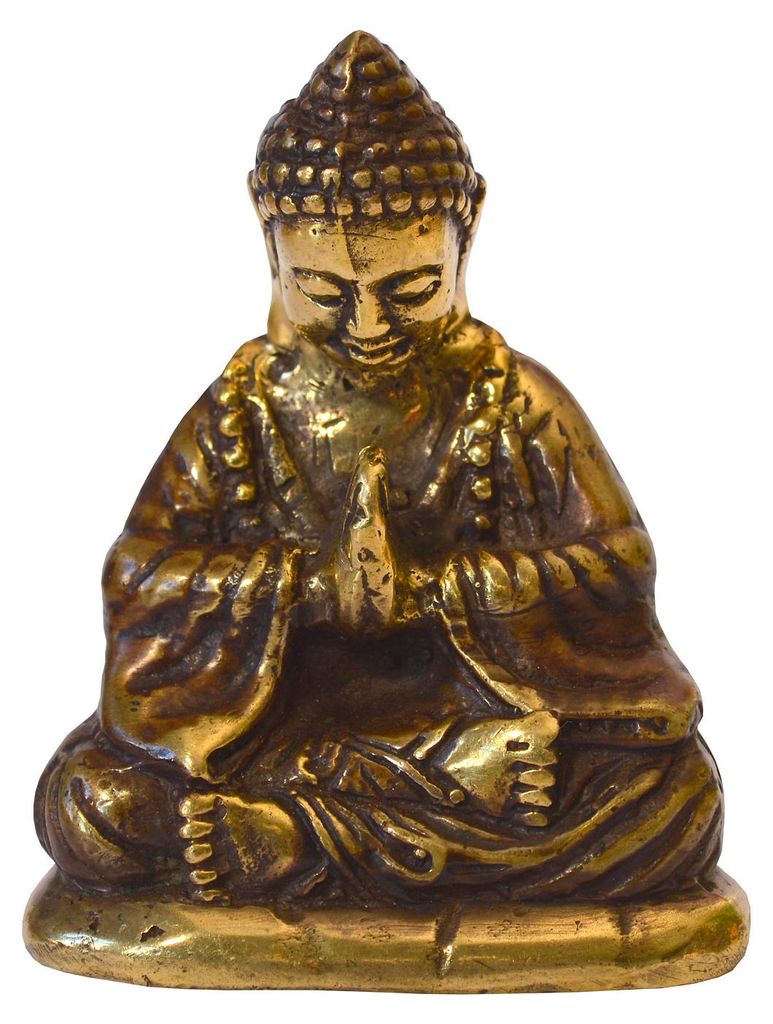 "Japan Buddha betend" Messing antik 5x8cm