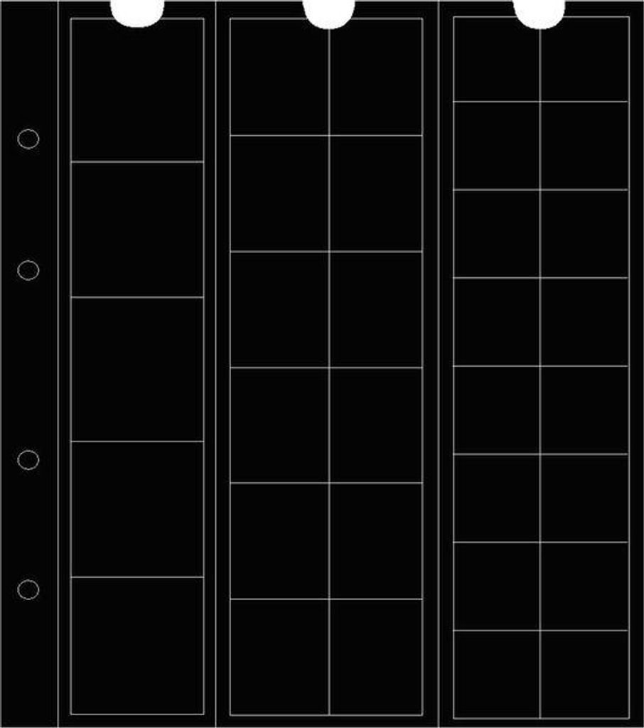 Prophila Collection 5 numismatische Münzhüllen, 5 Fächer bis 34, 12 bis 25 und 16 bis 17 mm Ø, mit 5 schwarzen Karton-Zwischenblättern