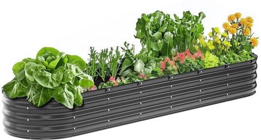 Bac à Jardin Ovale Gris 239 x 27 cm - Solution Anti-Corrosion Potager