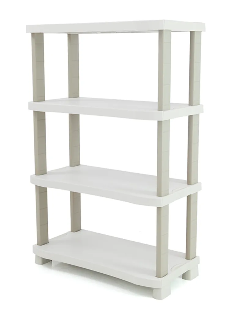 Etagère Plastiken 4 niveaux beige en plastique robuste de 90x45x141 cm