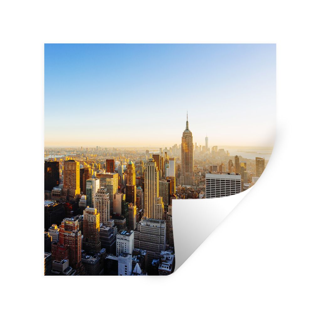 MuchoWow Wandtattoo Wandsticker Wandaufkleber New York - Sonne - Skyline 50x50 cm Selbstklebend und Repositionierbar - Selbstklebend - Fototapeten