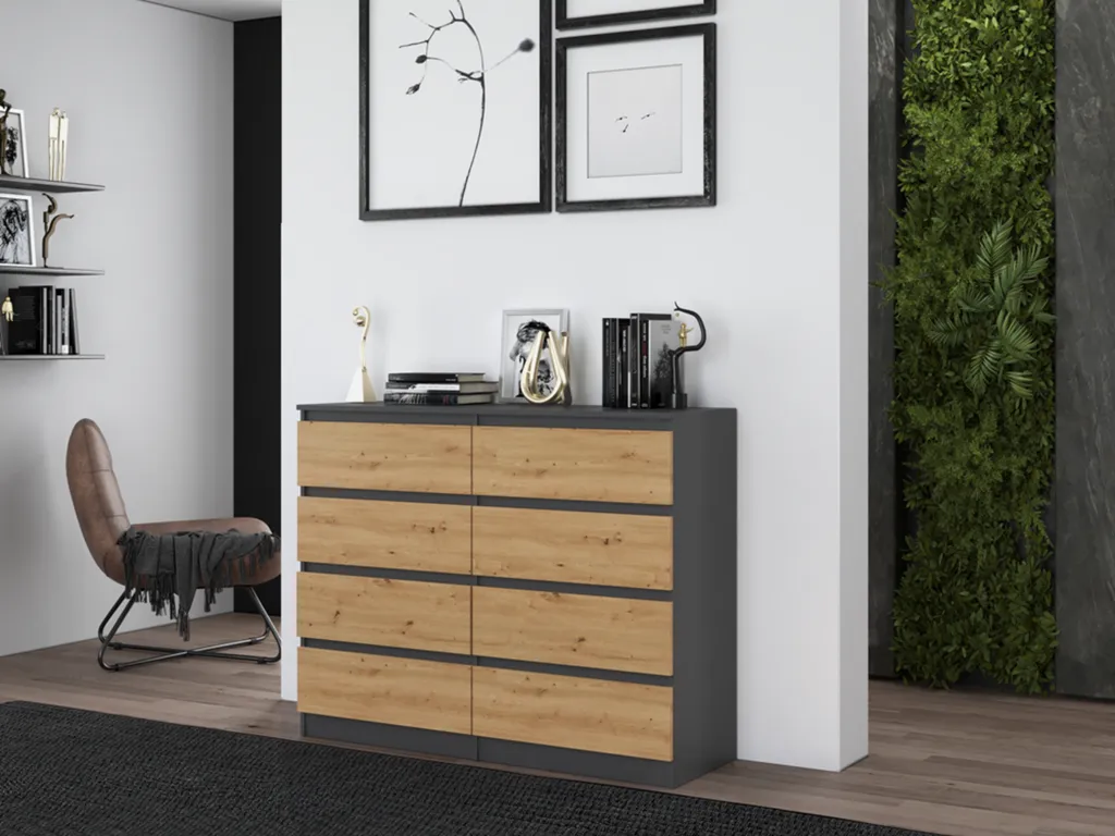 Commode gain de place 8 tiroirs Anthracite Artisan pour chambre rangée - 4