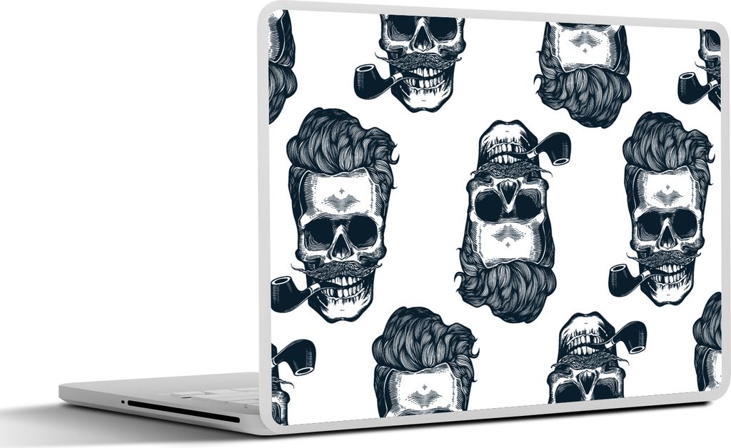 MuchoWow Laptop Aufkleber Sticker Cover Puber - Totenkopf - Pfeife - Muster 30x22 cm - Laptop-Sticker