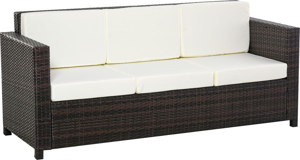 Outsunny Poly-Rattan Sofa mit Kissen 3-Sitzer Garten Produktbild 1