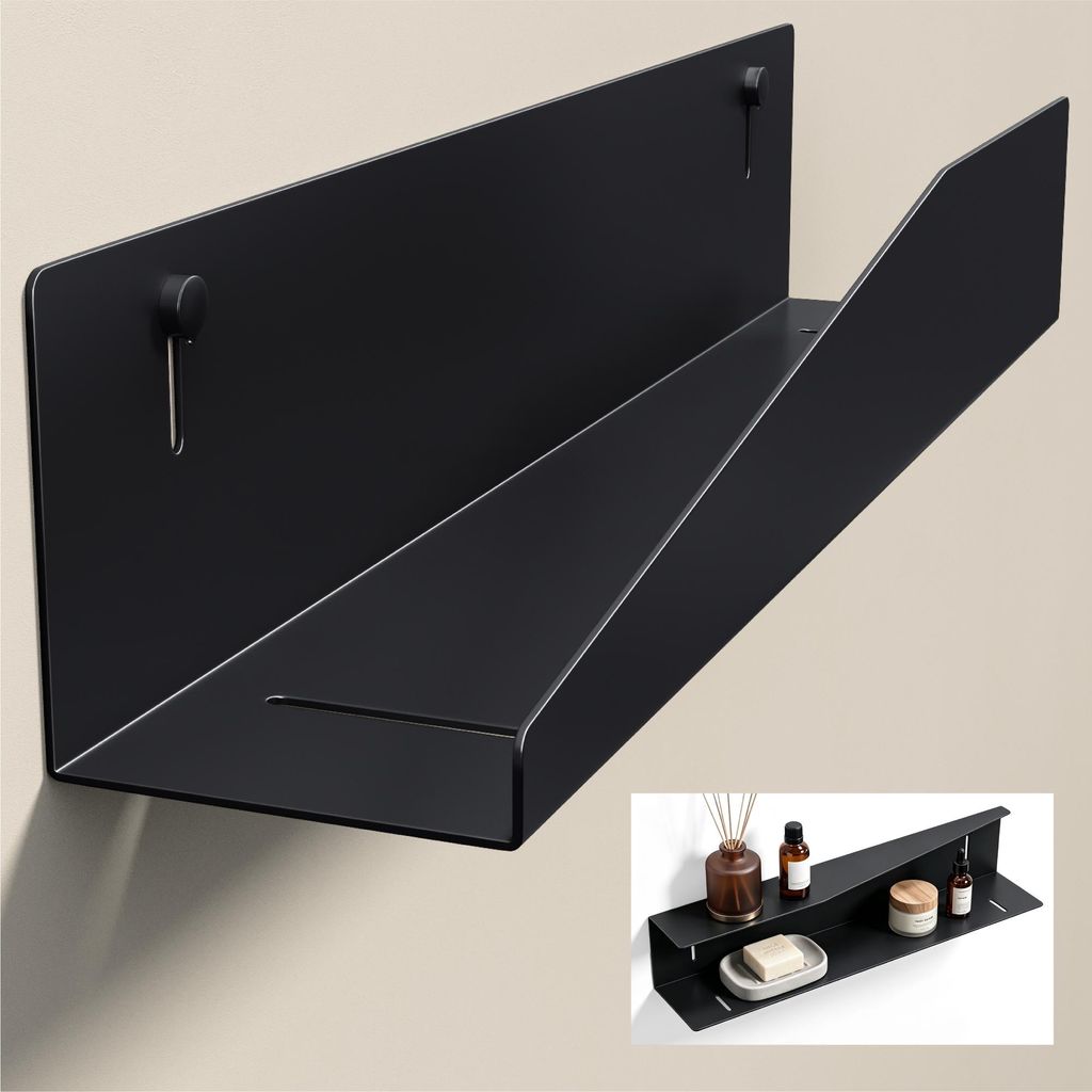 doporro Duschablage ohne Bohren 50 cm, Duschregal Schwarz Produktbild 