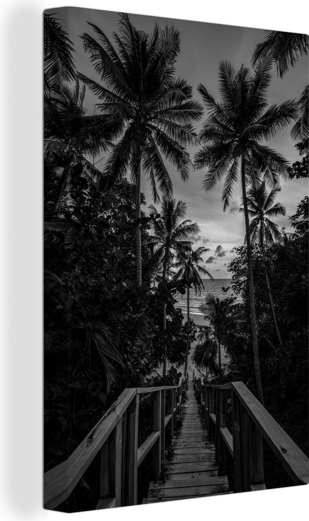 OneMillionCanvasses - Leinwandbilder - 90x140 cm, Sonnenuntergang mit Palmen in Phuket - schwarz und weiß, Wandbilder Kunstdruck Wanddekoration ...