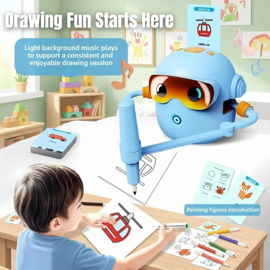 Robot de dessin interactif à commande vocale et 100 modèles - 12