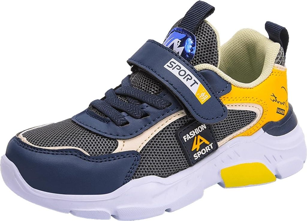 ASKSA Kinder Turnschuhe Jungen Maedchen Sportschuhe Leicht Laufschuhe Outdoor Sportschuhe Sneaker Atmungsaktiv Kinderschuhe,Gelb,39