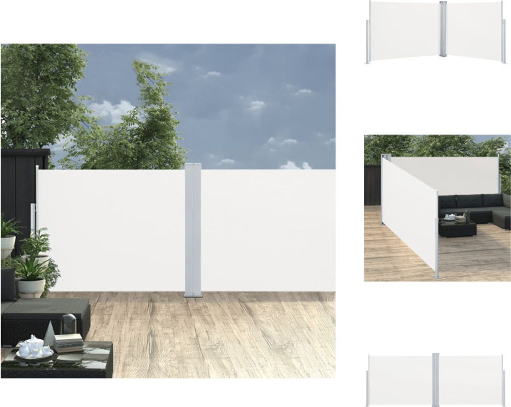 vidaXL Ausziehbare Seitenmarkise Creme 140 x 1000 cm - Sonnenschirme & Sonnenschutze
