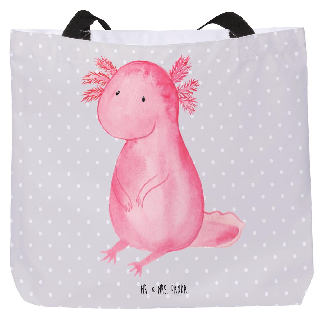 Mr. & Mrs. Panda Reisetasche Axolotl Niedlich - Grau Pastell - Geschenk, Freundin, Stoffbeutel, Laptoptasche, Einkaufstasche, studententasche, Frö...