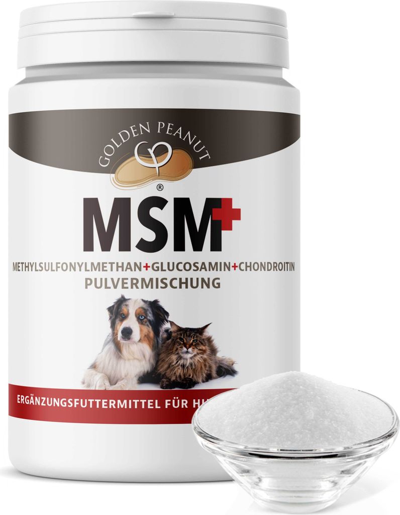 GOLDEN PEANUT MSM+Glucosamin+Chondroitin Pulvermischung 200 g für Hunde und Katzen, Ergänzungsfuttermittel mit hoher Bioverfügbarkeit