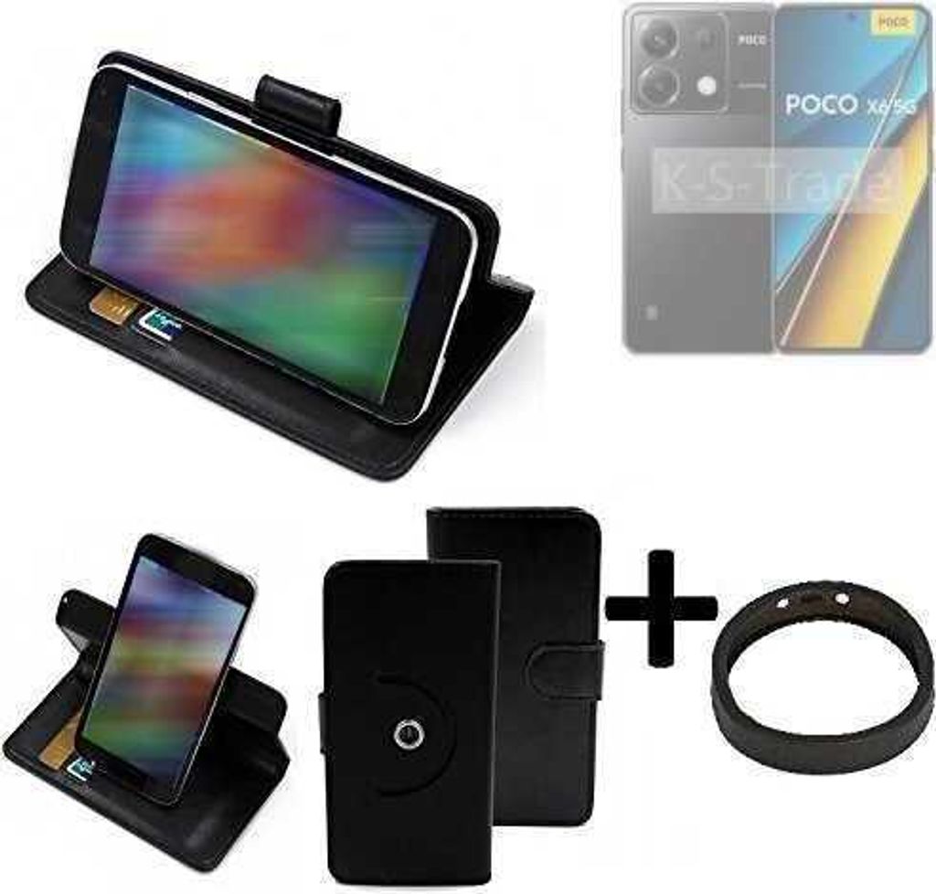 K-S-Trade Case Schutz Hülle kompatibel mit Xiaomi POCO X6 5G + Bumper Handy Hülle Flipcase Smartphone Cover Handy Schutz Tasche Walletcase schwarz