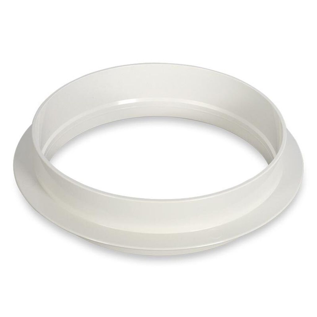 A white plastic ring-shaped product is shown against a white background.