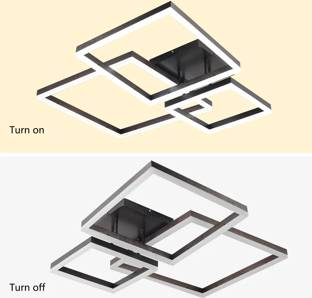 Plafonnier LED Créatif à Intensité Variable - Lustre Moderne 3 Carrés - 6