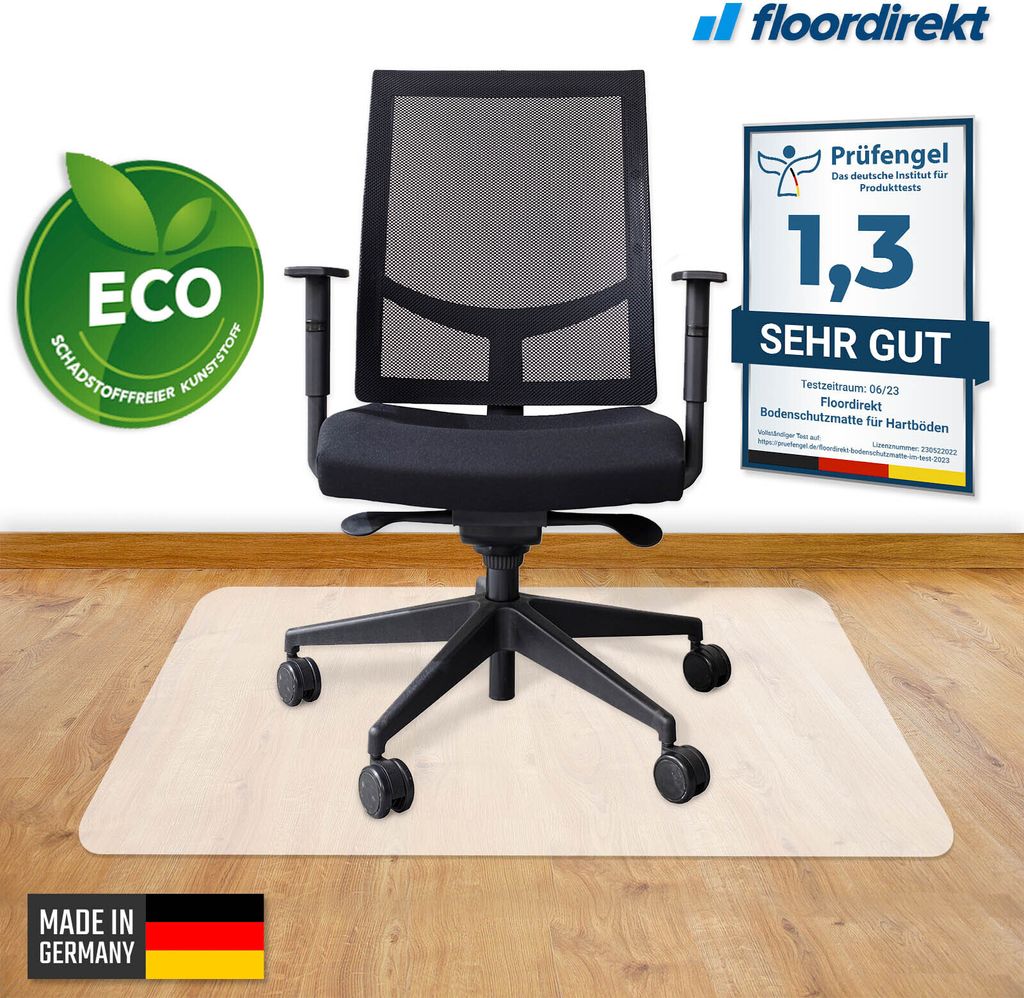Bodenschutzmatte für Hartböden aus Polypropylen 90 cm Rund semi-transparent