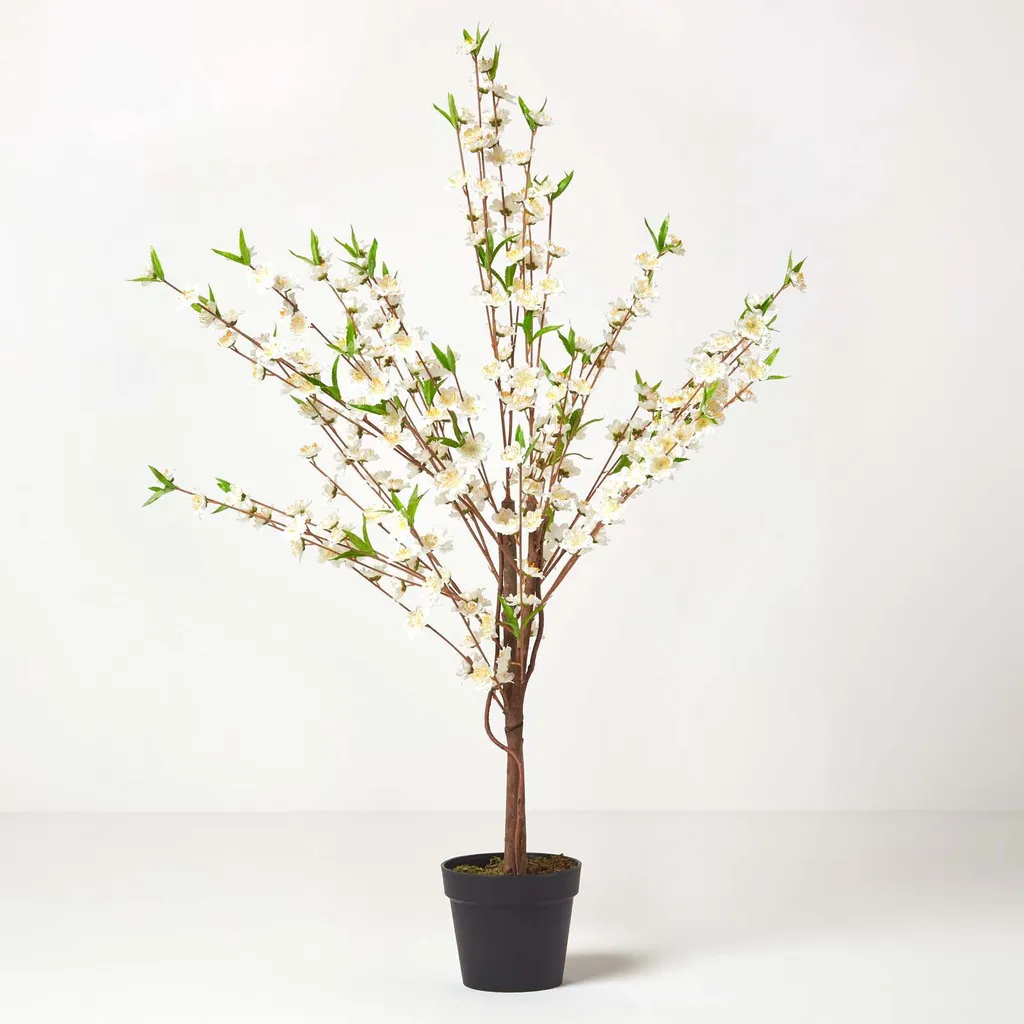 Arbre Artificiel Cerisier en Fleurs Crème 135cm pour Déco Intérieure