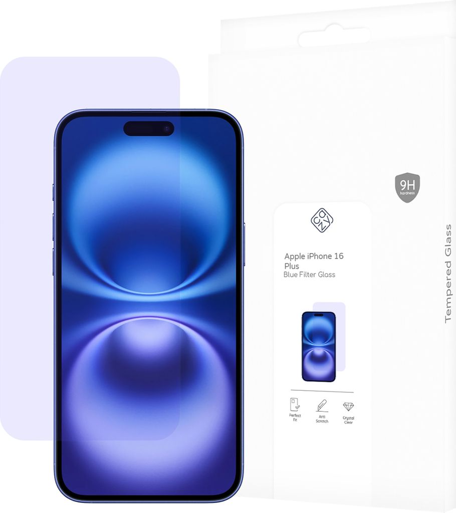 Schutzfolie Apple iPhone 16 Plus - Panzerglas - Cazy - Blau