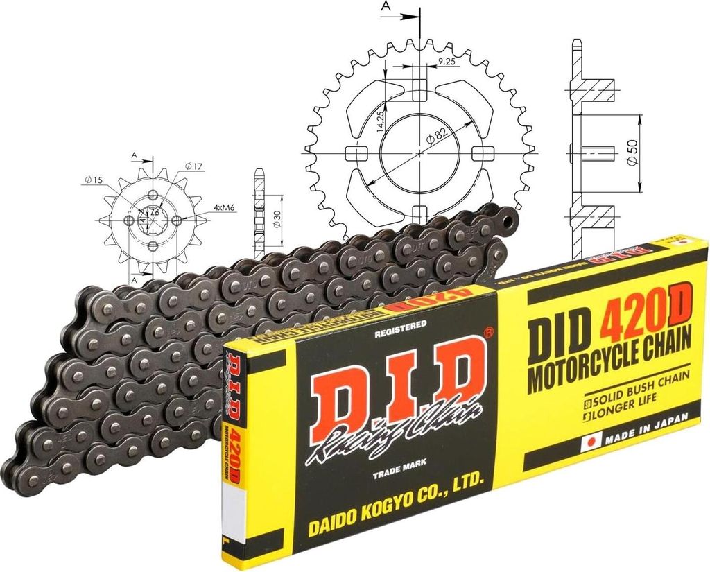 Kit Stahl passend für Honda ZB50 - Monkey 88-91 14-40-102 DID420D Clip