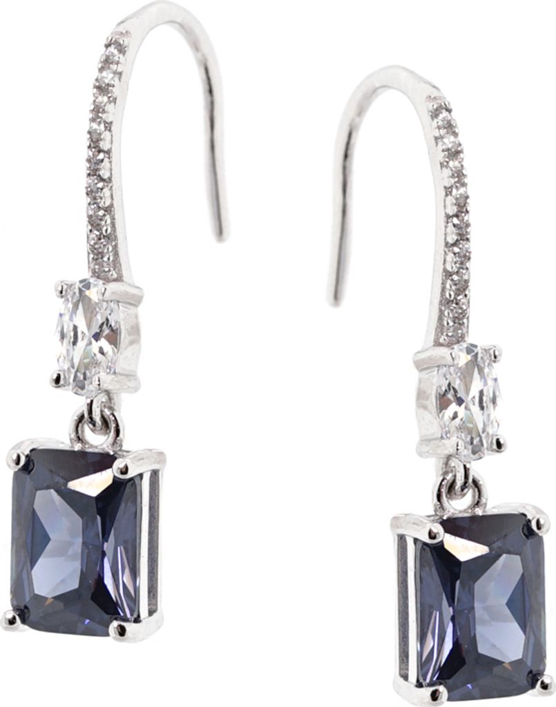 Golders Ohrringe aus 925 Silber mit blauen und farblosen Zirkonia (französischer Haken)