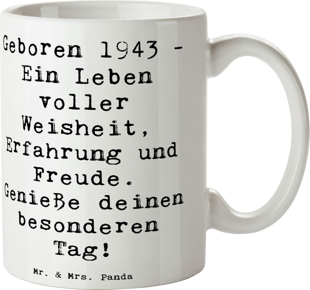 Mr. & Mrs. Panda Trinkbecher Spruch 1943 Geburtstag - Weiß - Geschenk, Alter, Happy Birthday, Jahr, Erfahrung und Freude, Teetasse, bedeutendes, K...