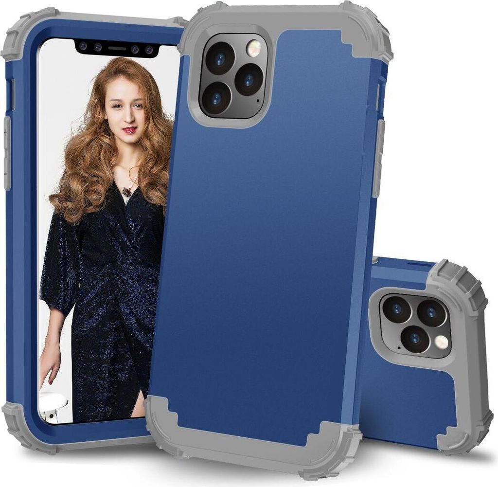 iPhone 11 Pro Hülle, LaimTop Heavy Duty 3 in 1 Hybrid Hart PC Flexibel TPU Silikon Stossfest Kratzfest Tasche Schutzhülle für iPhone 11 Pro Navy...