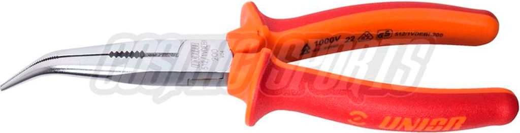 Unior 512/1VDEBI Flachrundzange mit Schneide, 45° gebogen, 77mm, red